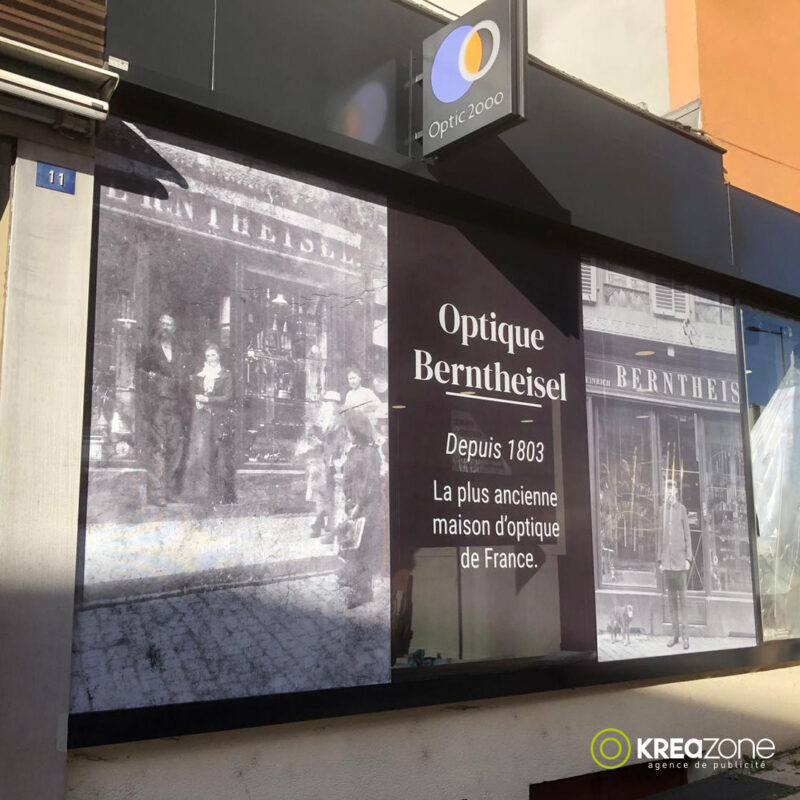 Marquage vitrine Optique Berntheisel